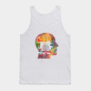 Circuit Man head with brain Tank Top